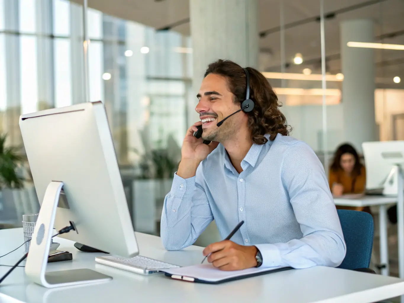 A photo depicting a homeowner making initial contact with Soldin48 via phone or online form, with a friendly representative on the other end, ready to assist.